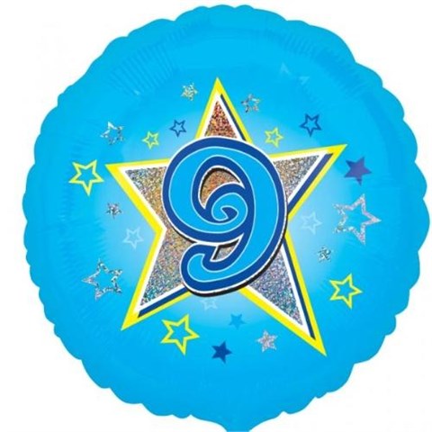 9 Yıldızlı Mavi,Folyo Balon