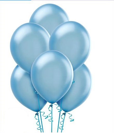 Metalik Bebek Mavi Balon, 8li Paket