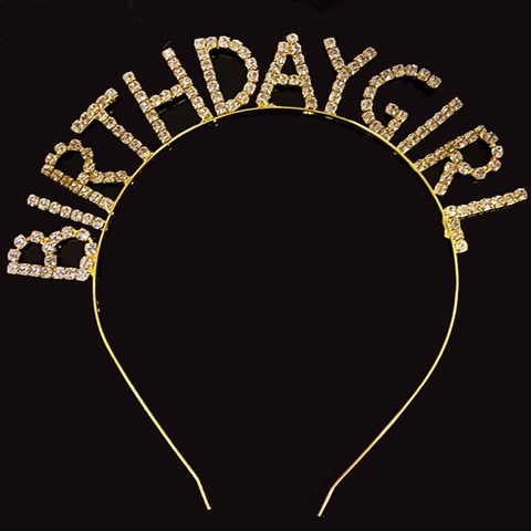 Birthday Girl Kristal Taşlı Gold Metal Taç