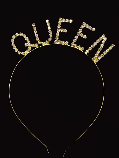 Queen Kristal Taşlı Gold Metal Taç