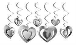 3D Kalpler Asmalı Süs Gümüş 12li