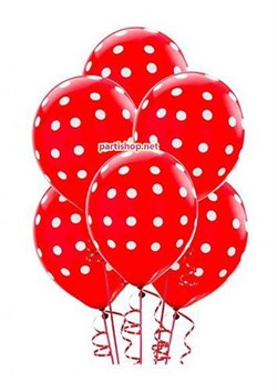 Beyaz Puanlı Kırmızı Balon 8li Paket