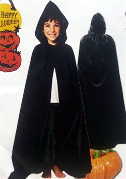 Kapşonlu Siyah Pelerin, 80cm