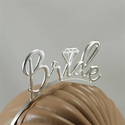 Bride Tek Taş Gümüş Renk Metal Bekarlığa Veda Partisi Taç