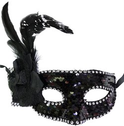 Tüylü Çiçekli Siyah Maske