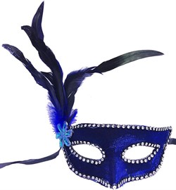Tüylü Taşlı Mavi Maske