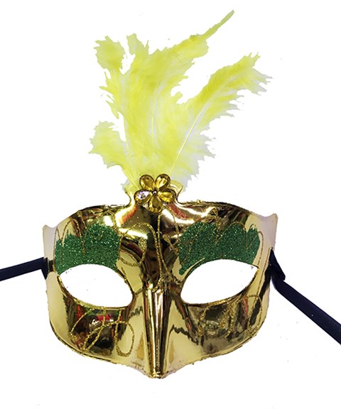 Tüylü Gold Yeşil Parti Maskesi