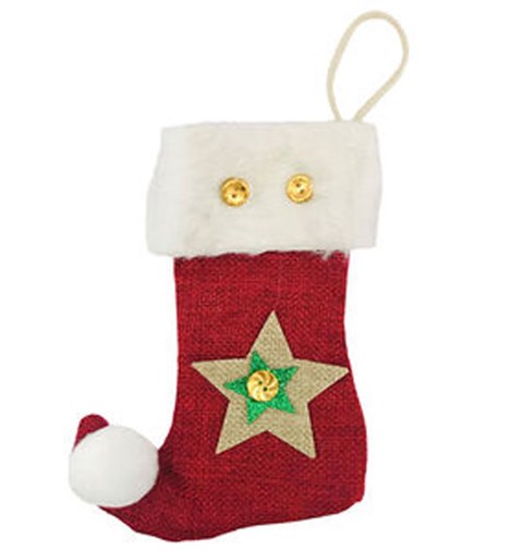 Yıldızlı Noel Çorabı 12x16cm